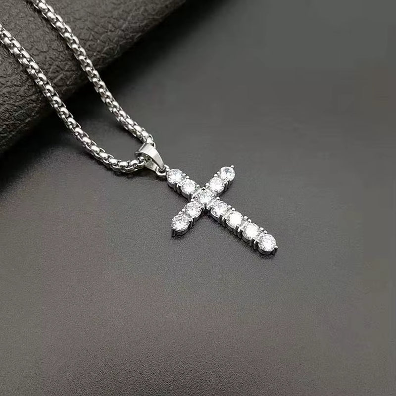 Gold & Black Stainless Steel Jesus Cross Pendant Necklace