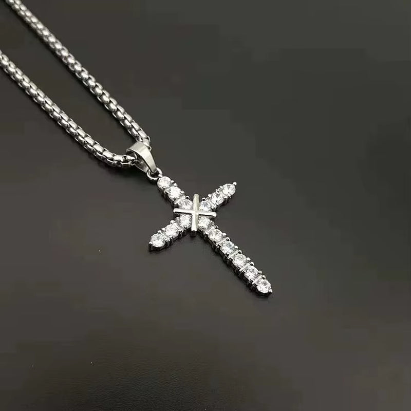 Gold & Black Stainless Steel Jesus Cross Pendant Necklace