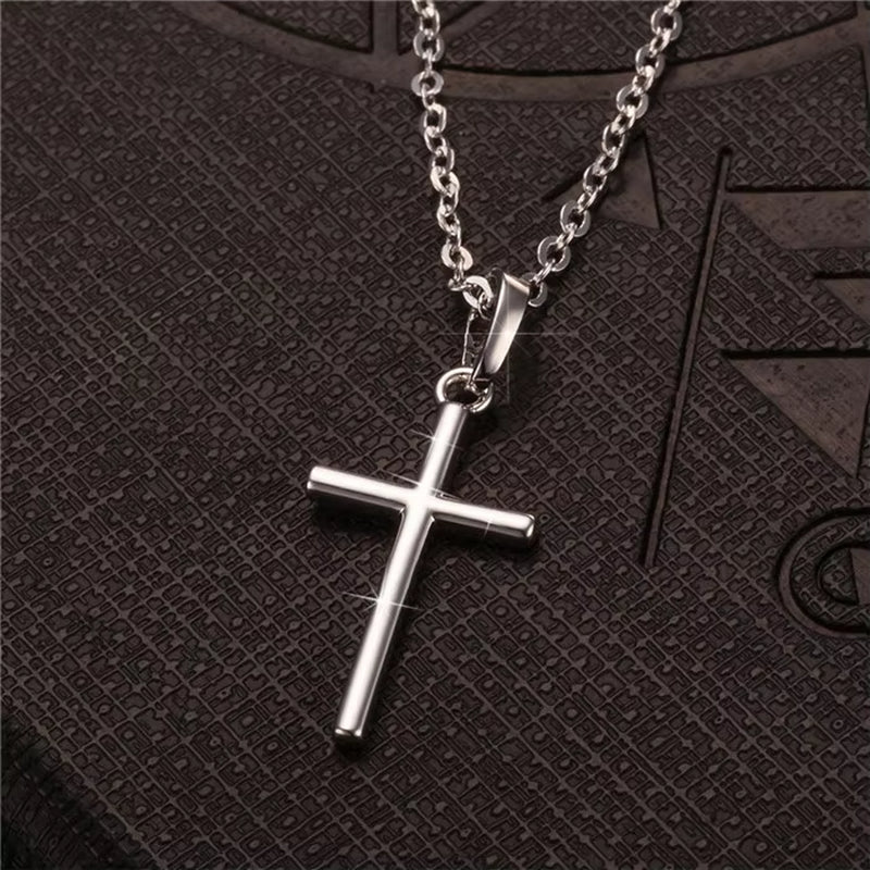 Gold & Black Stainless Steel Jesus Cross Pendant Necklace