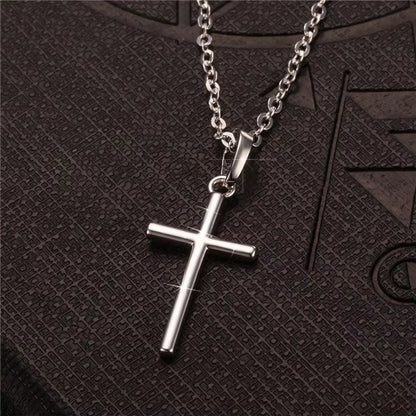 Gold & Black Stainless Steel Jesus Cross Pendant Necklace