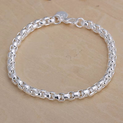 Noble 925 Sterling Silver Square Solid Chain Bracelet for Women Men Charm Party Gift Wedding Fashion Jewelry