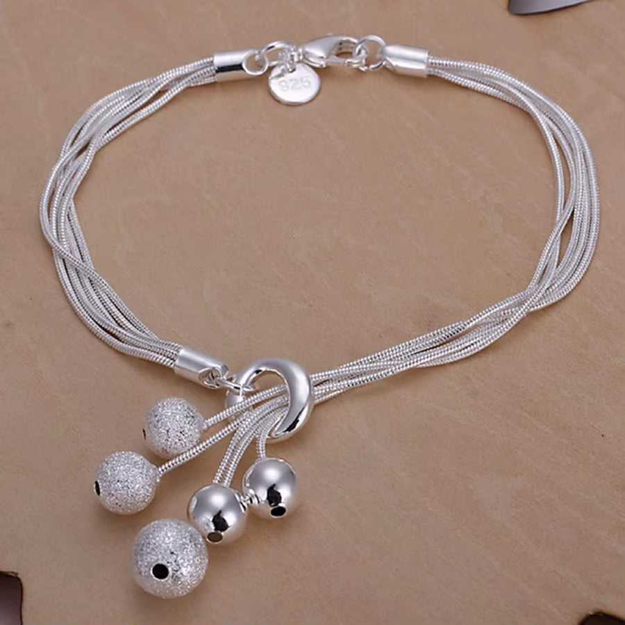 Noble 925 Sterling Silver Square Solid Chain Bracelet for Women Men Charm Party Gift Wedding Fashion Jewelry