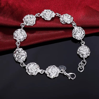 Noble 925 Sterling Silver Square Solid Chain Bracelet for Women Men Charm Party Gift Wedding Fashion Jewelry