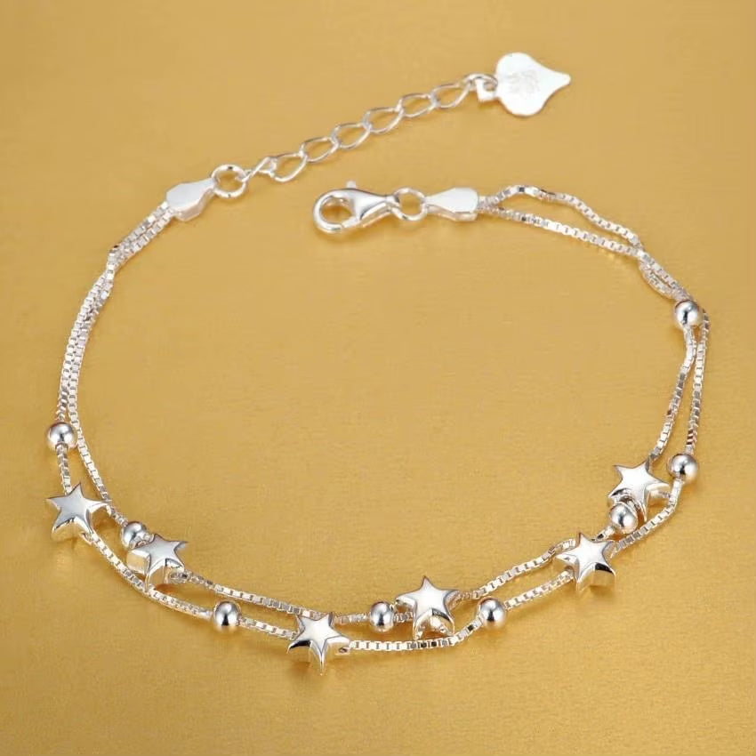 Noble 925 Sterling Silver Square Solid Chain Bracelet for Women Men Charm Party Gift Wedding Fashion Jewelry