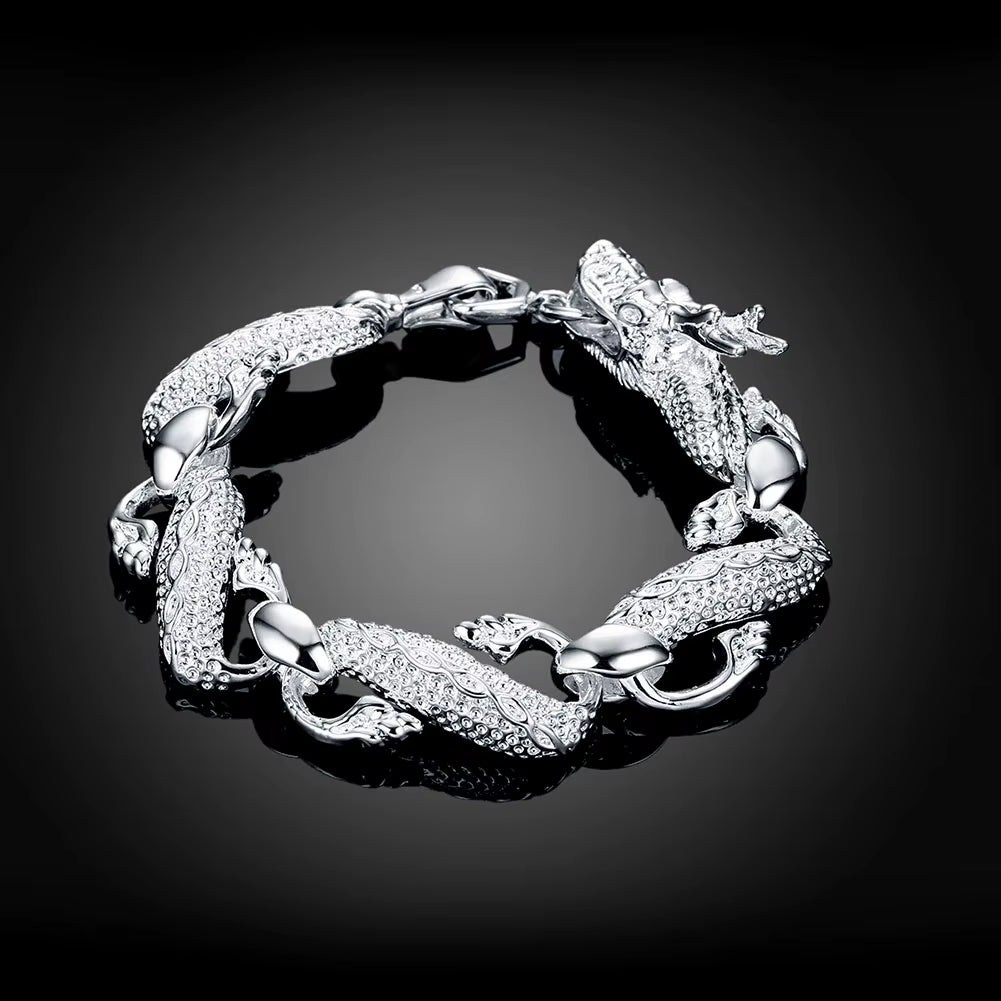 Noble 925 Sterling Silver Square Solid Chain Bracelet for Women Men Charm Party Gift Wedding Fashion Jewelry