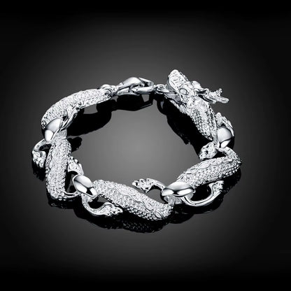 Noble 925 Sterling Silver Square Solid Chain Bracelet for Women Men Charm Party Gift Wedding Fashion Jewelry