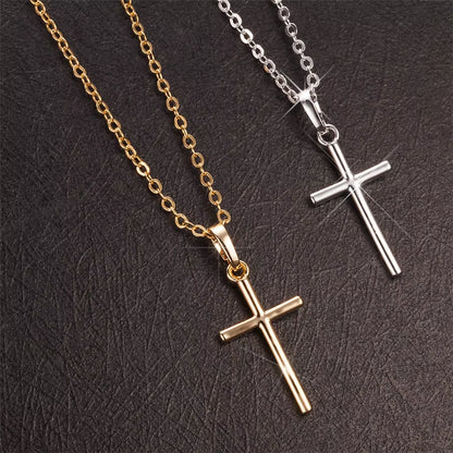 Gold & Black Stainless Steel Jesus Cross Pendant Necklace